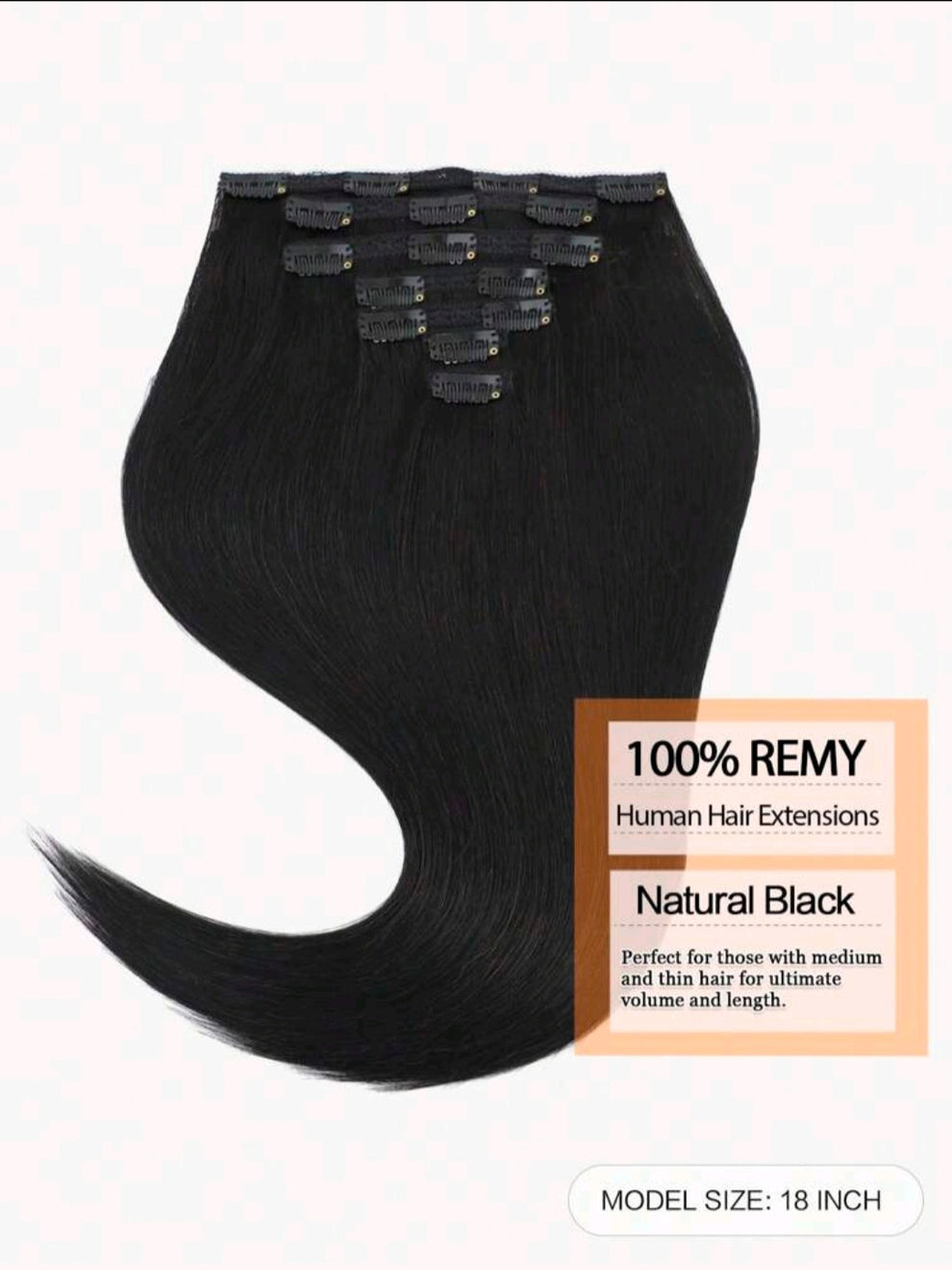 Straight human hair clip-in