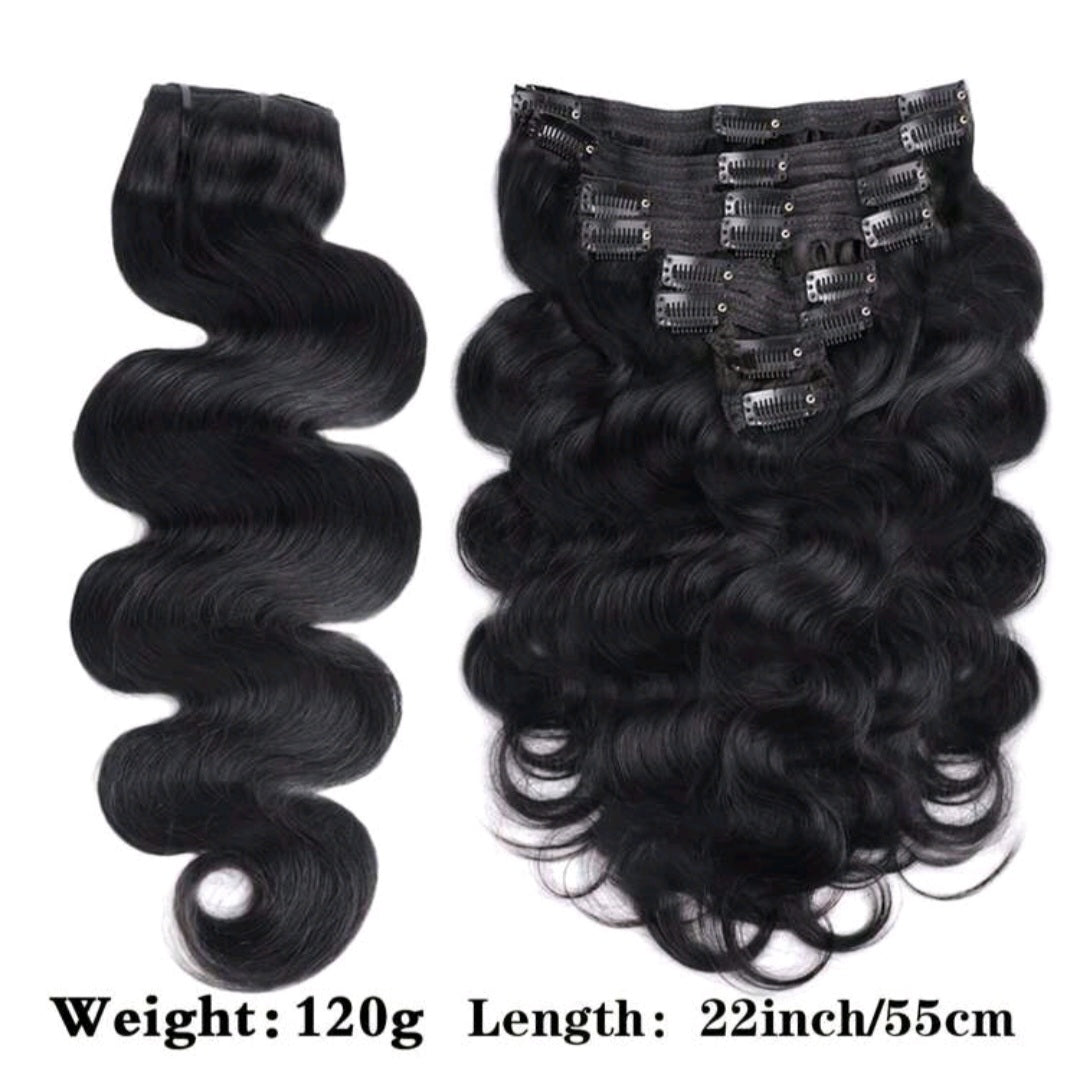 Body wave human hair clip-ins