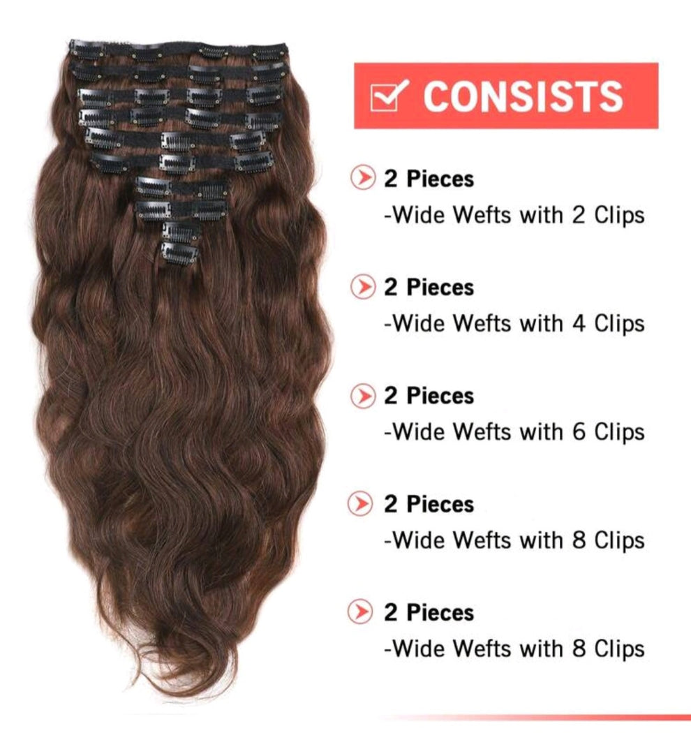Natural wave hair clip-in